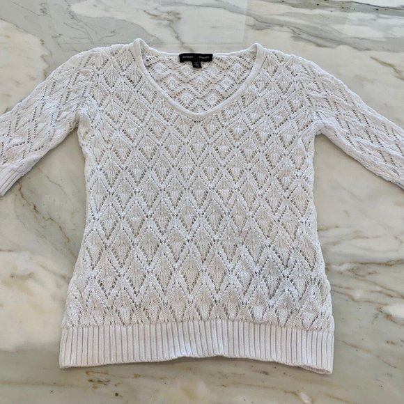 AUDREY TALBOTT WHITE V-NECK KNIT SOFT SWEATER XS - Picture 9 of 15